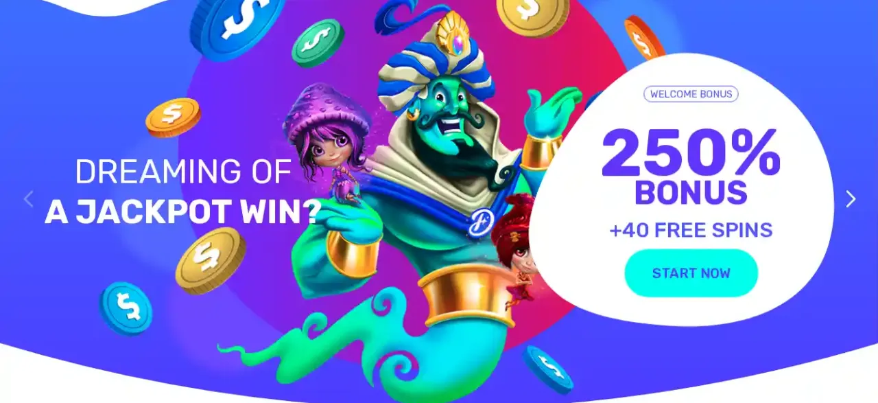Welcome bonus banner with genie